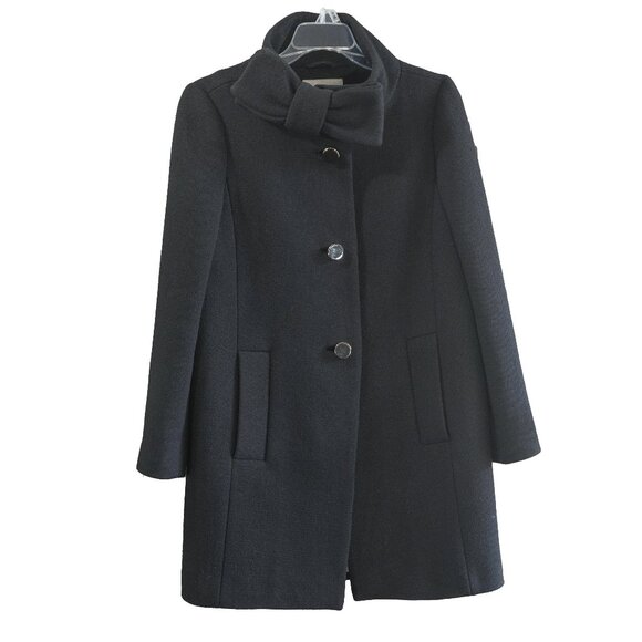 Kate Spade Dorothy Coat Bow Neck Black Wool Mod Mid Century Retro Classic jacket - Picture 2 of 15